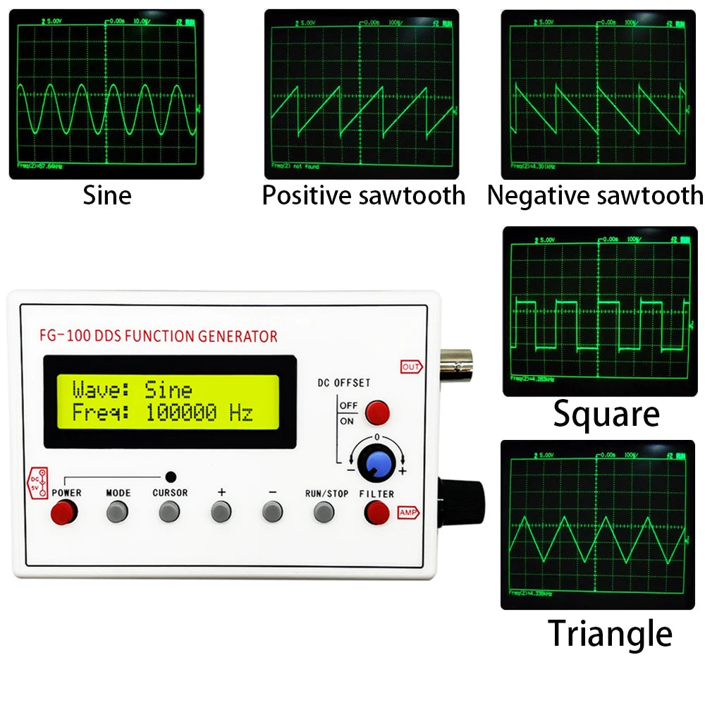 FG-100 DDS Function Signal Generator Frequency Counter 1Hz–500kHz Signal Source Module