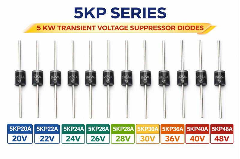 5KP Series TVS Diodes – 5 kW Transient Voltage Suppressors (DO-201) (10pcs)