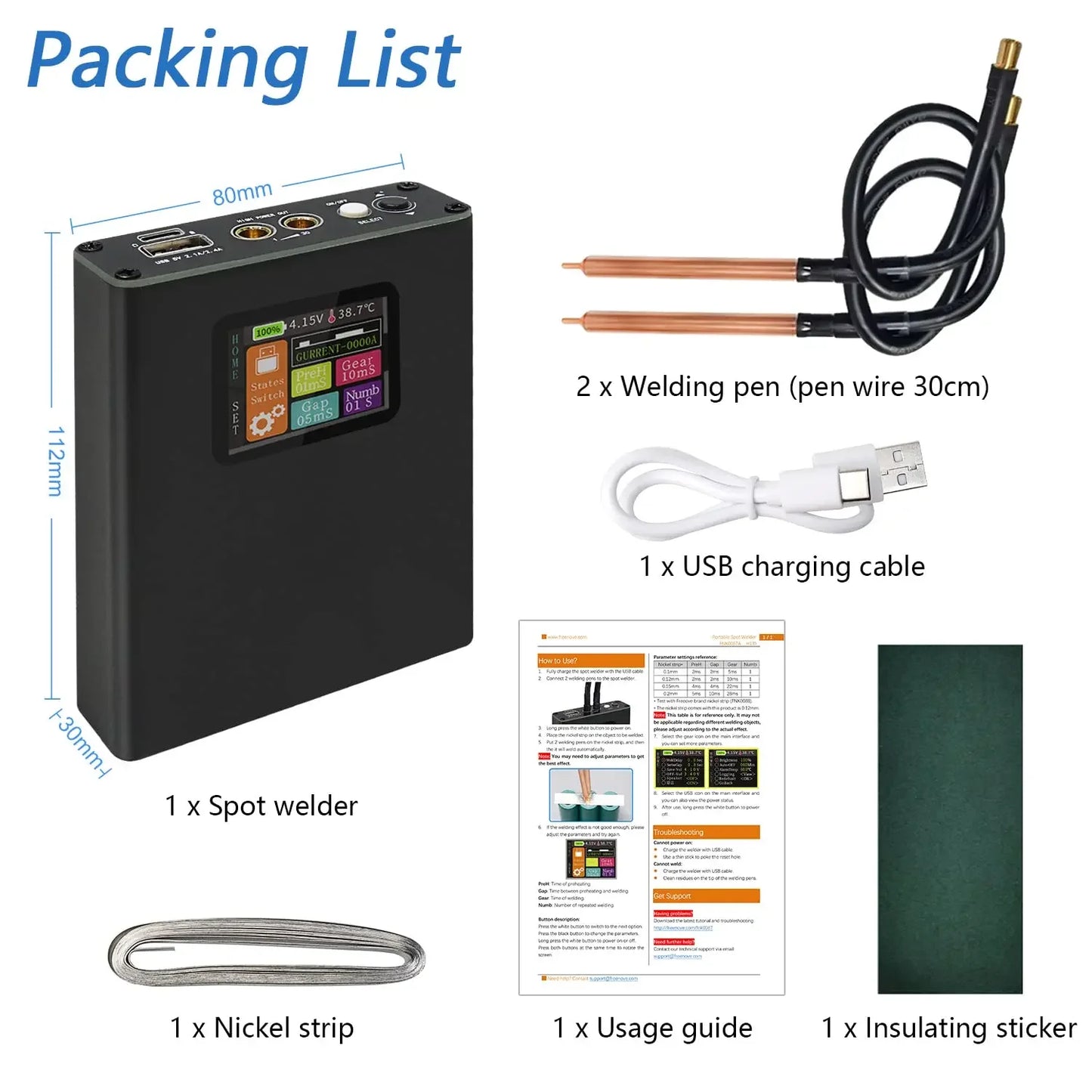 Portable Spot Welder Digital 18650 Lithium Battery Kit 30-Speed Adjustable with Display