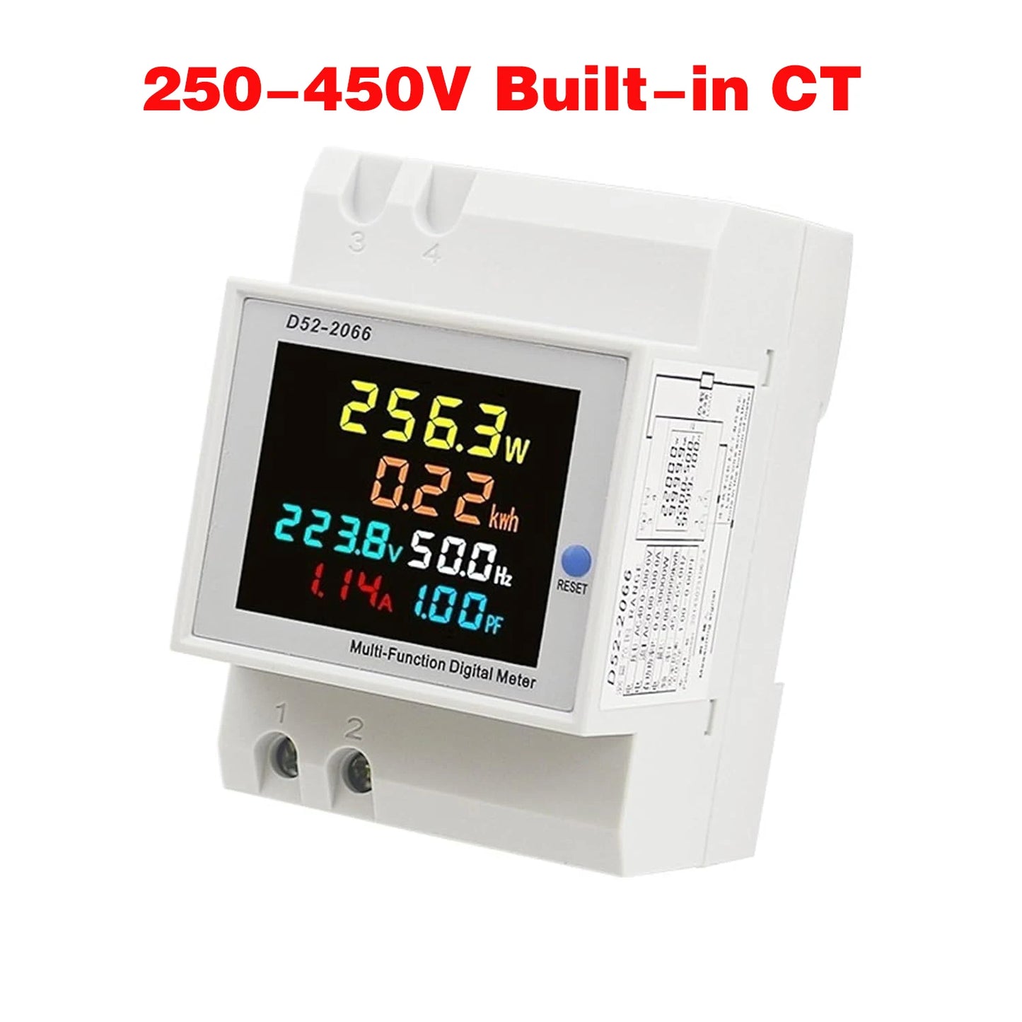 Multifunction Digital Power Meter – D52-2066 | AC Voltage, Current, Power, Energy, Frequency & Power Factor Display