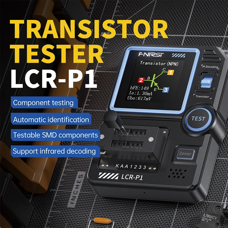 FNIRSI LCR-P1 Transistor Tester Multimeter Diode Triode Capacitance Resistance Meter ESR