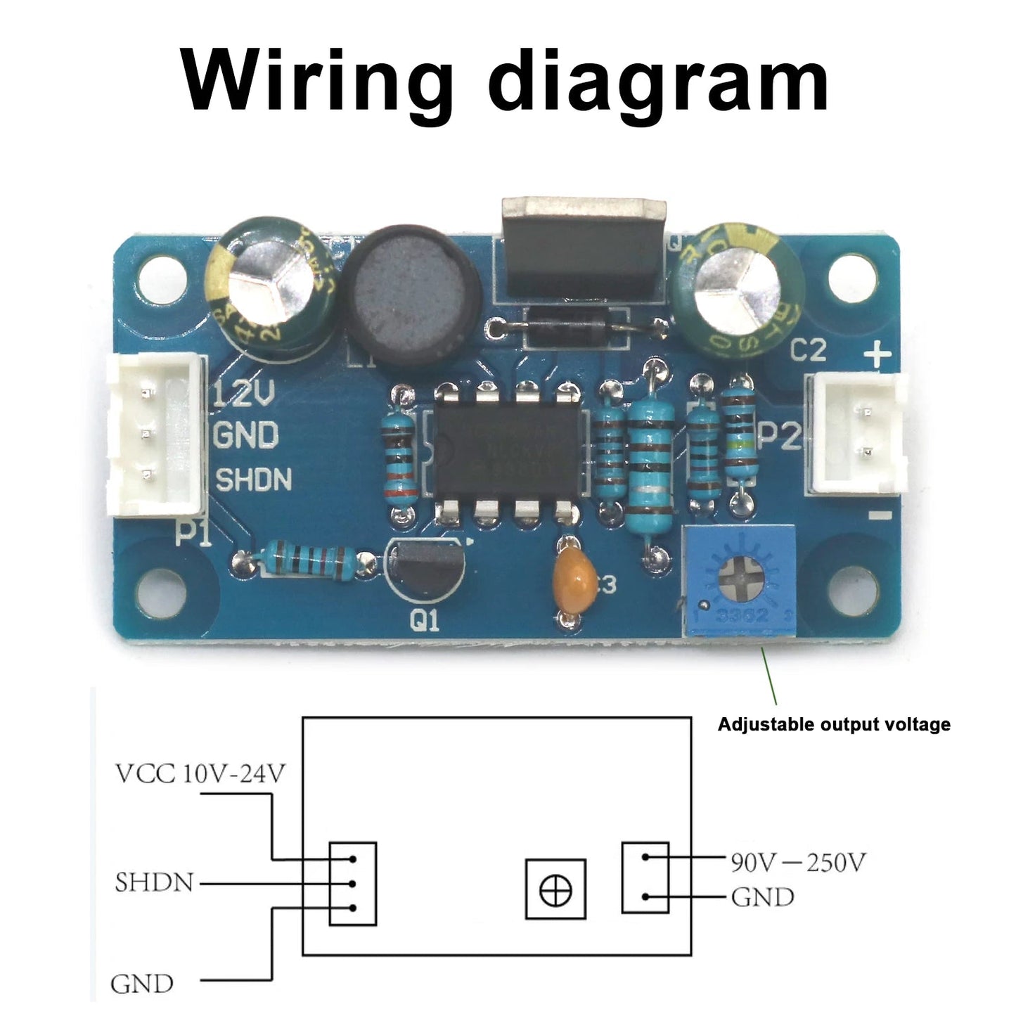 DC 12V–24V to 90V–250V High-Voltage Boost Converter | 3845-Based Power Supply for Nixie Tubes & Glow Displays