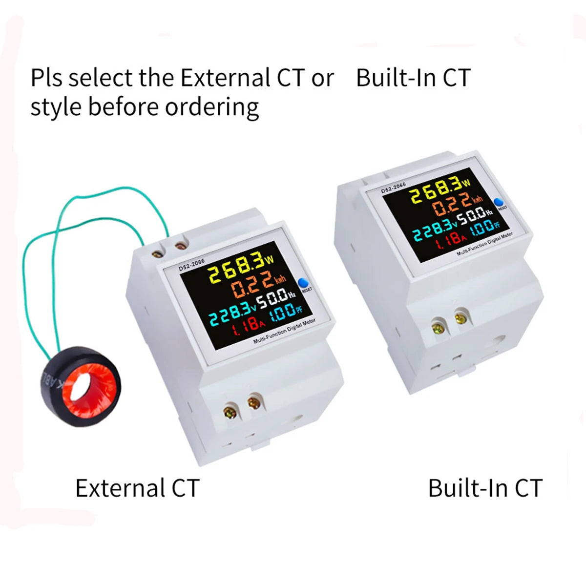 Multifunction Digital Power Meter – D52-2066 | AC Voltage, Current, Power, Energy, Frequency & Power Factor Display