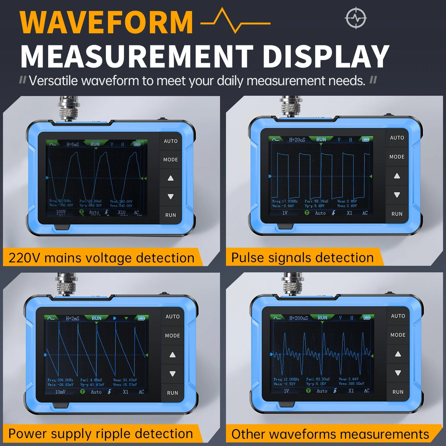 FNIRSI New DSO510 DSO152 DSO153 Mini Handheld Digital 2 IN 1 Oscilloscope Portable 48MS/s 10MHz Bandwidth Electronic Repair Tool