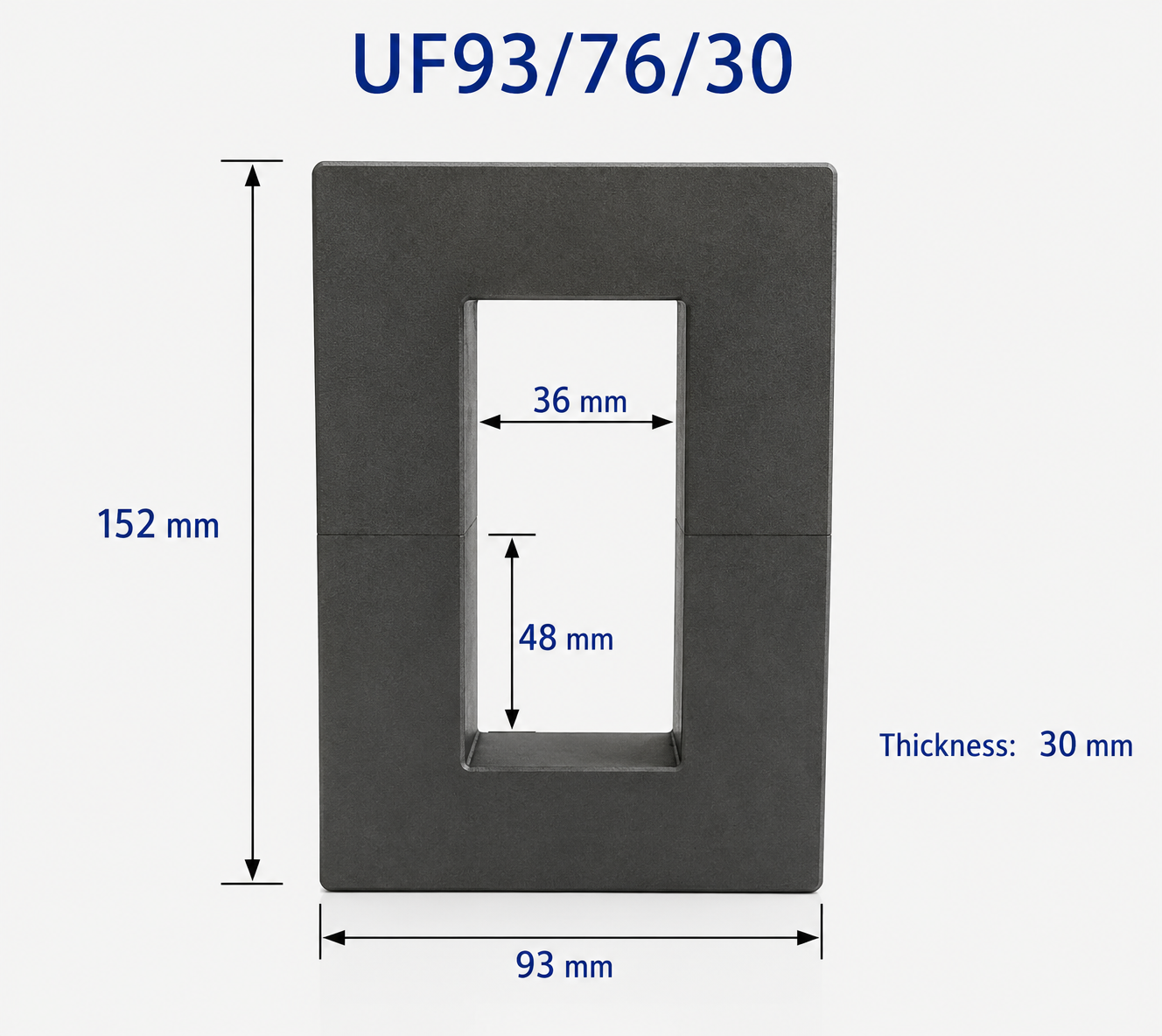 UF93 MnZn PC40 UU Ferrite Core Pair – 93/76/30 High-Frequency Transformer Core